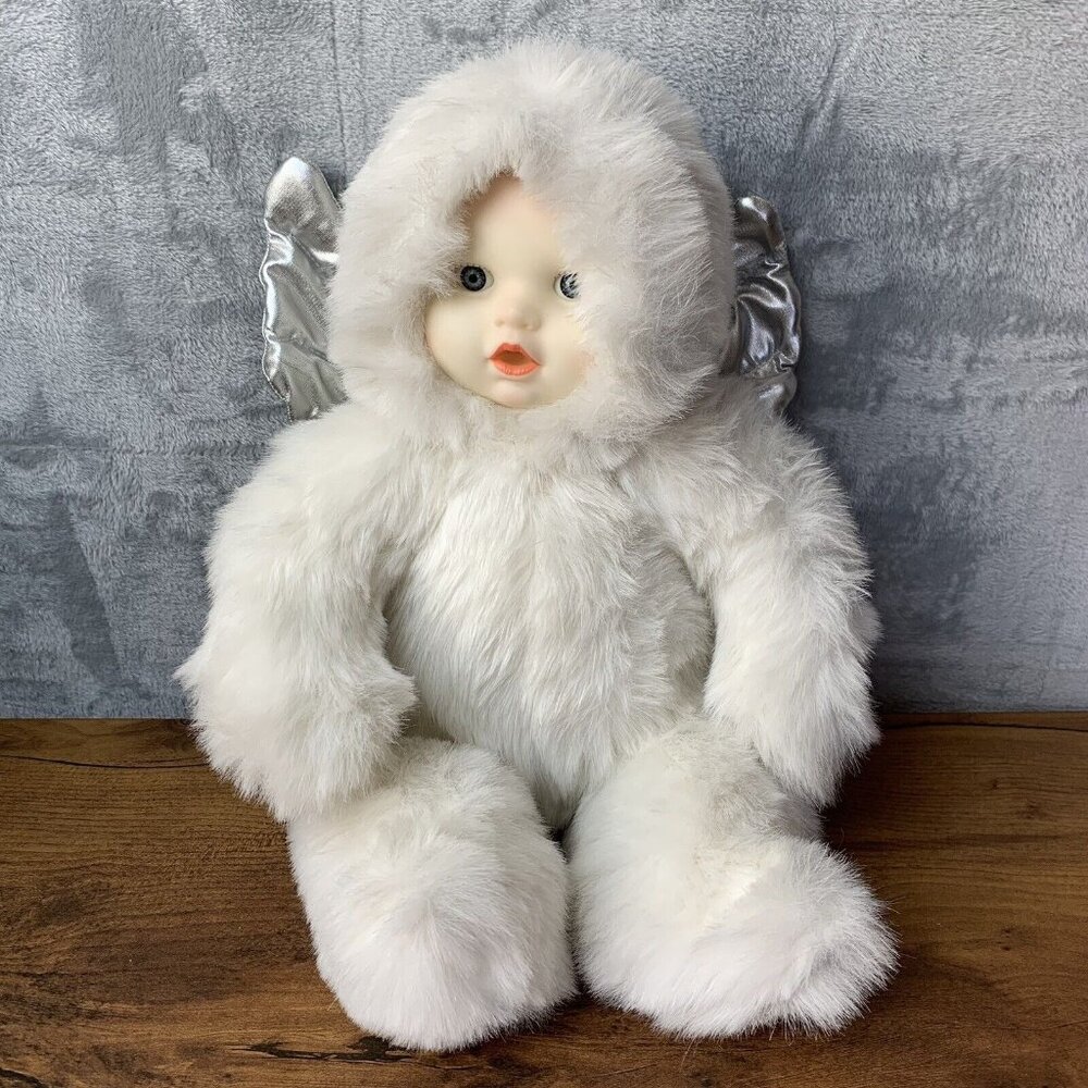 Vintage Green Trading‎ 90s Snow Baby Rubber Face 17" Doll  Jointed Wings